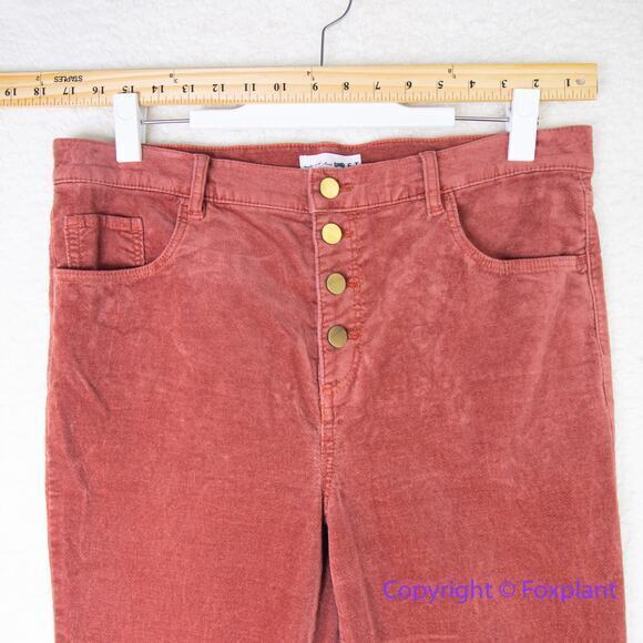 New! Loft women's rusty brick red corduroy high waist skinny‎ pants, size 31 - Picture 3 of 12